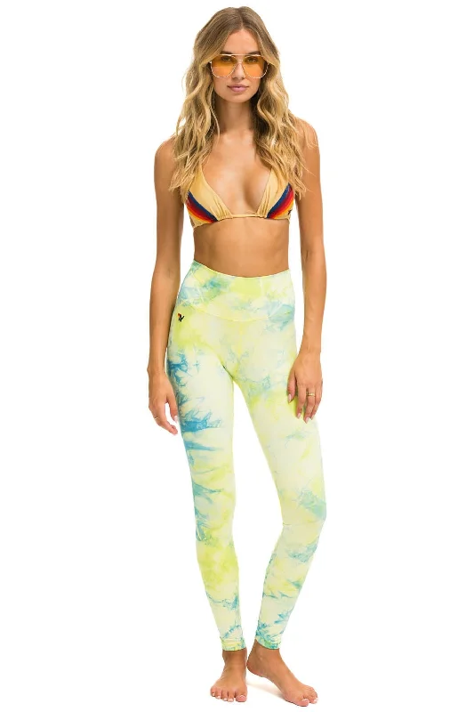 Fashion Style HAND DYED FULL LENGTH HI-RISE LEGGINGS - TIE DYE NEON YELLOW