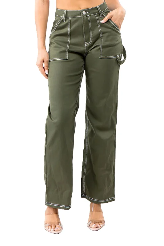 Denim Design Women's High Rise Carpenter Wide Leg Denim Pants