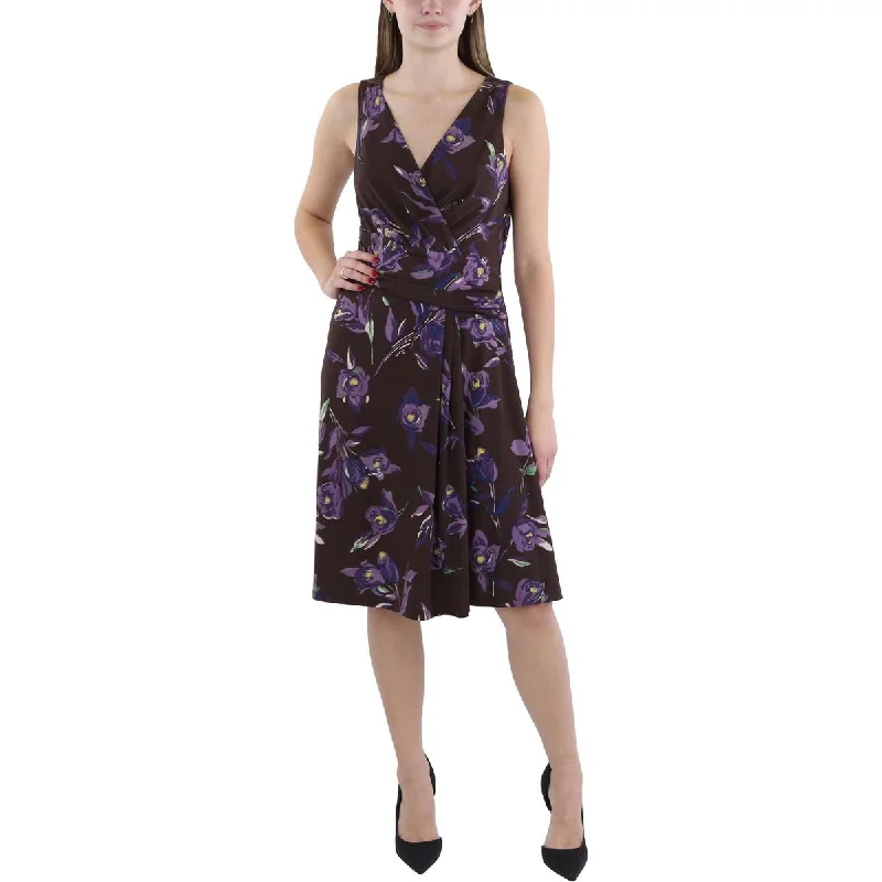 European And American Style Lauren Ralph Lauren Womens Pleated Midi Cocktail And Party Dress