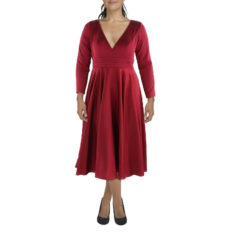 Renaissance Style Mac Duggal Womens Plus Satin Midi Cocktail and Party Dress