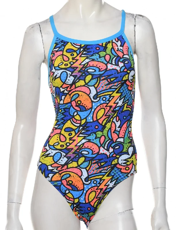Luxury Fashion Abstract Print One-piece Swimsuit - S
