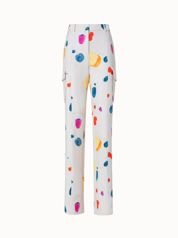 Soft Layers Cotton Silk Double Face Cargo Pant with Fruits Print