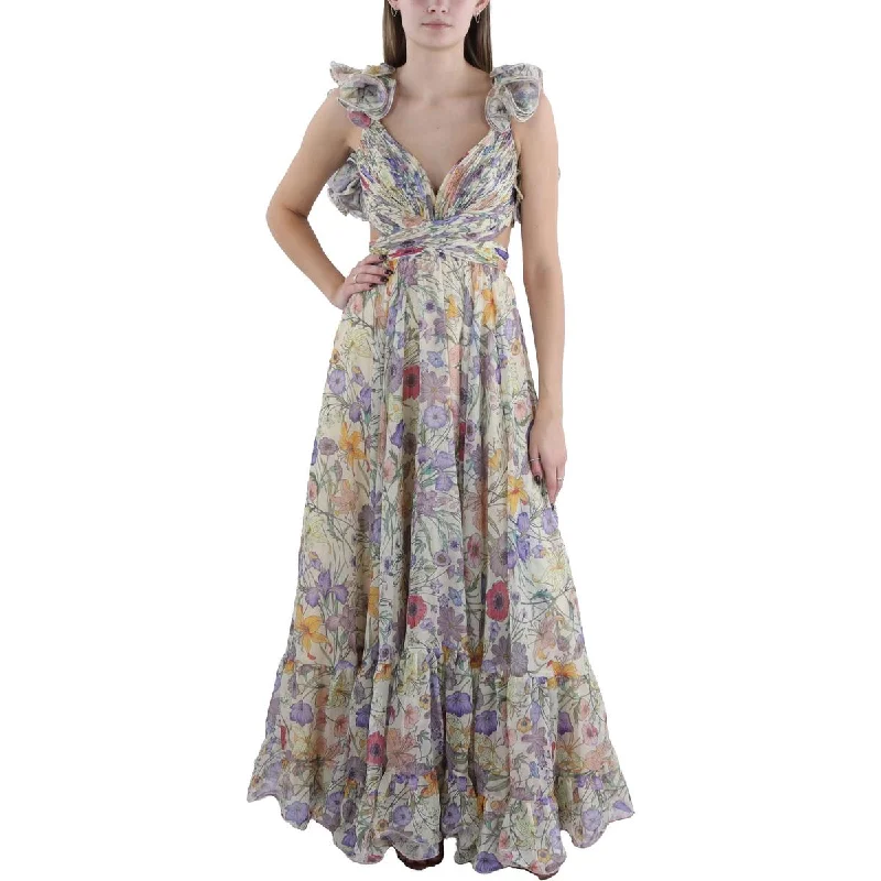 Hip-hop Style Mac Duggal Womens Ruffled Long Cocktail And Party Dress