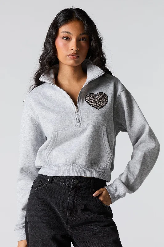 Party Wear Twill Embroidered Quarter Zip Fleece Sweatshirt