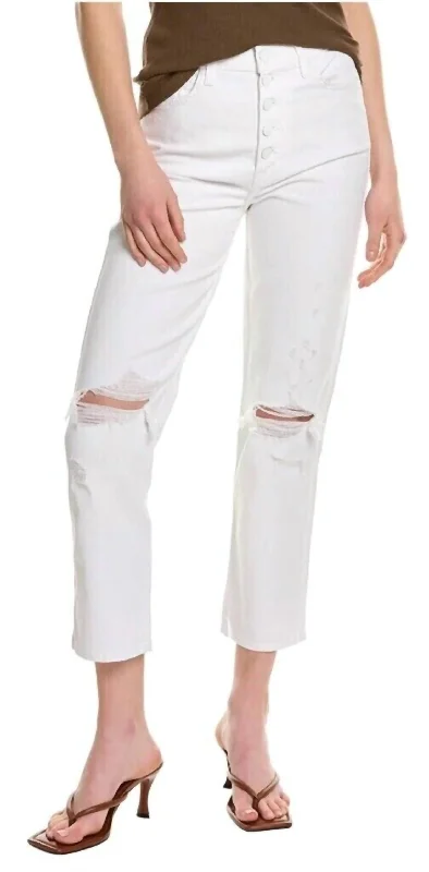 Must-have For Fashion Hi-Waist Button Fly Cropped Straight Jeans In White