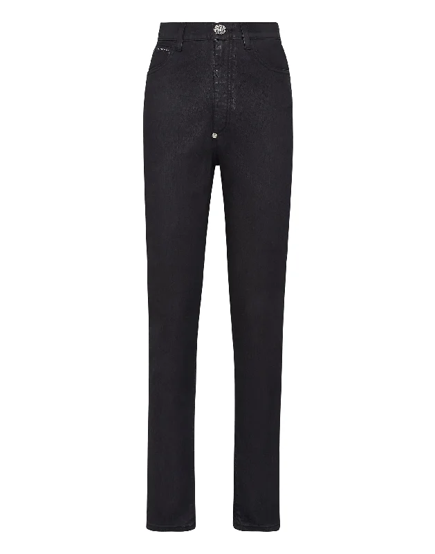 Literary Style Denim Super High Waist Jeggings
