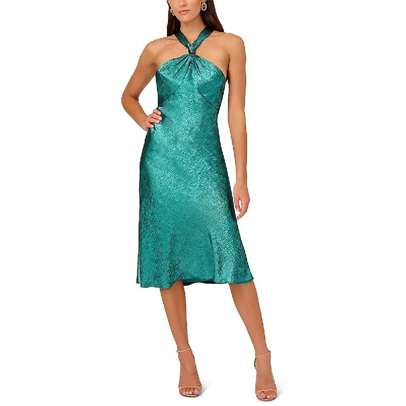Editorial Design Liv Foster Womens Foil Chiffon Halter Cocktail And Party Dress