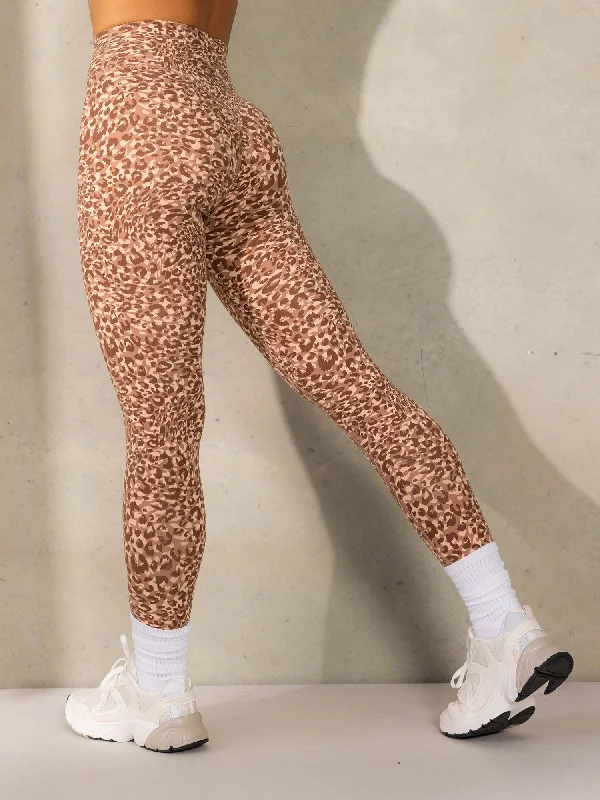 Literary Style Empower High Waisted Leggings - Mocha Leopard