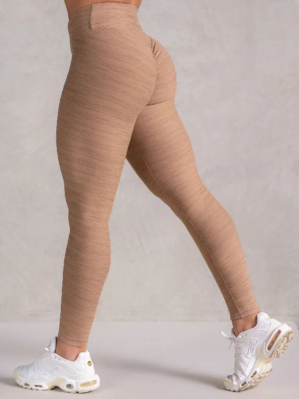 Youthful Vitality Icon Cross Over Scrunch Leggings - Mocha Marl