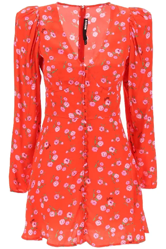 Casual Style ROTATE floral printed satin mini dress