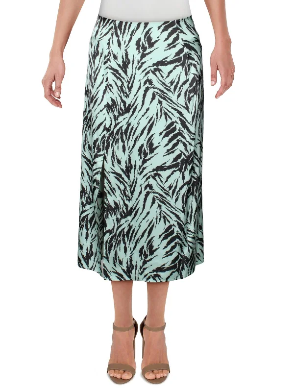 Innovative Design Altamont Womens Tiger Print A-Line Midi Skirt