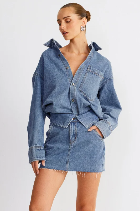 Trends SNDYS Eve Denim Skirt Blue