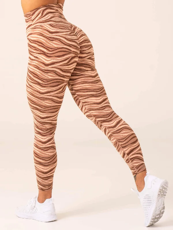 Sports suit style Unstoppable High Waisted Scrunch Leggings - Mocha Zebra
