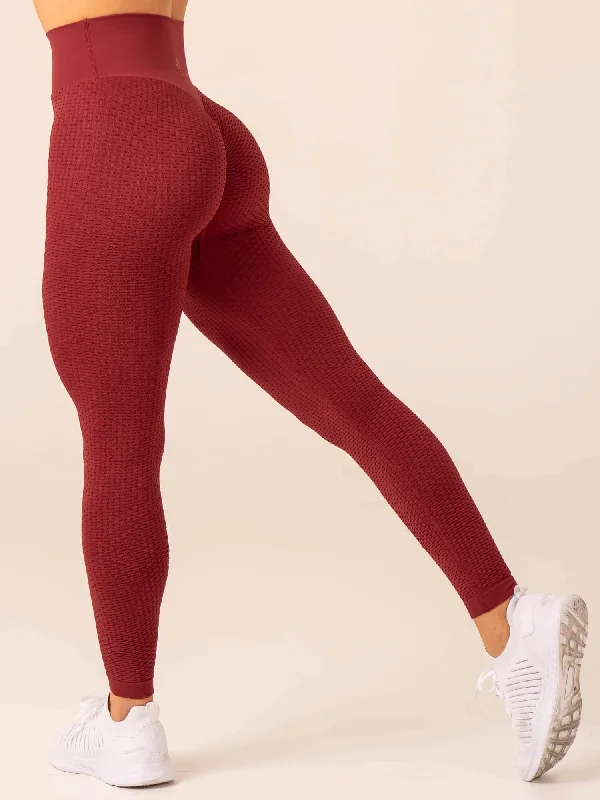 Casual Choice Honeycomb Scrunch Seamless Leggings - Berry