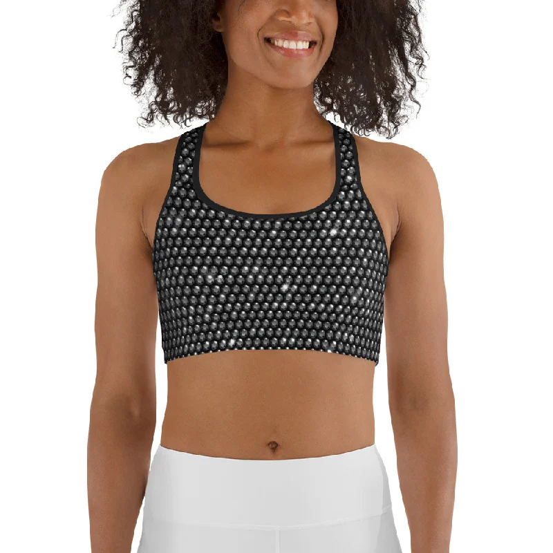 Classic Items Midnight Bedazzled Print Sports Bra