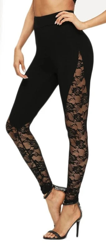 Sports Express High Waist Black Lace Leggings