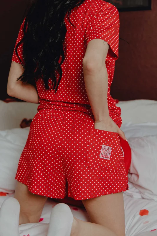Practical Style Women's Red Milton Pajama Shorts