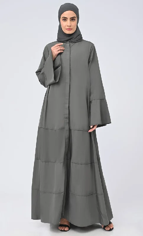 Fashionable Items Haiza Royal Islamic Button Down Tiered Abaya With Matching Hijab