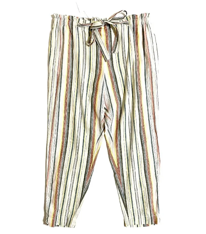 Floral Prints Giavanna Linen Striped Pants In Multicolor