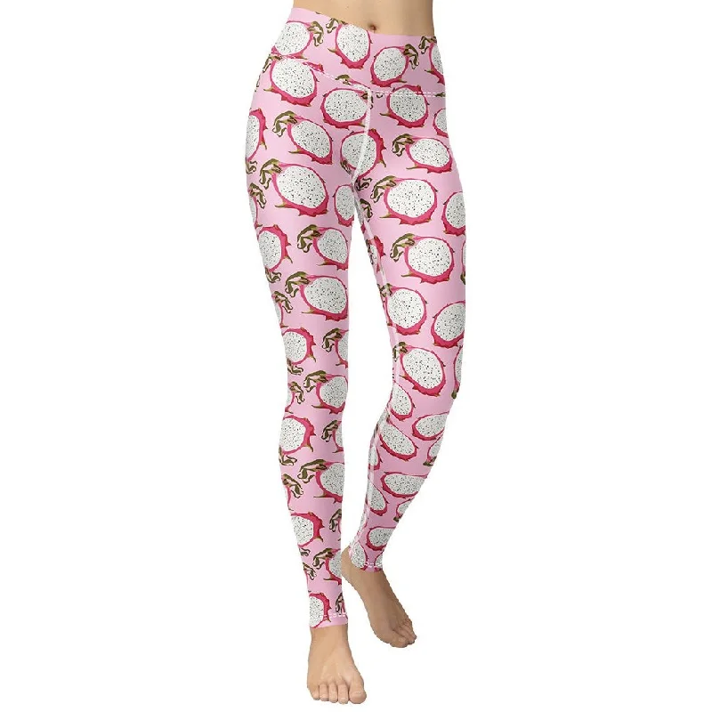 Youthful Vitality Dragon Fruit Pattern Yoga Leggings