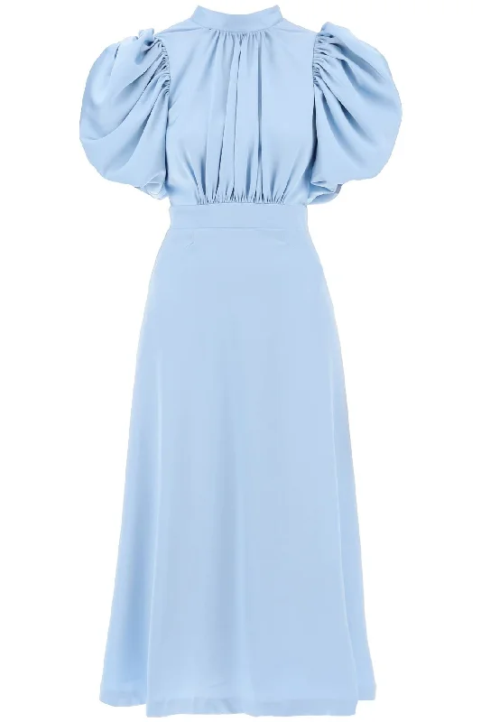 Comfortable Fashion ROTATE midi satin dress with balloon sleeves