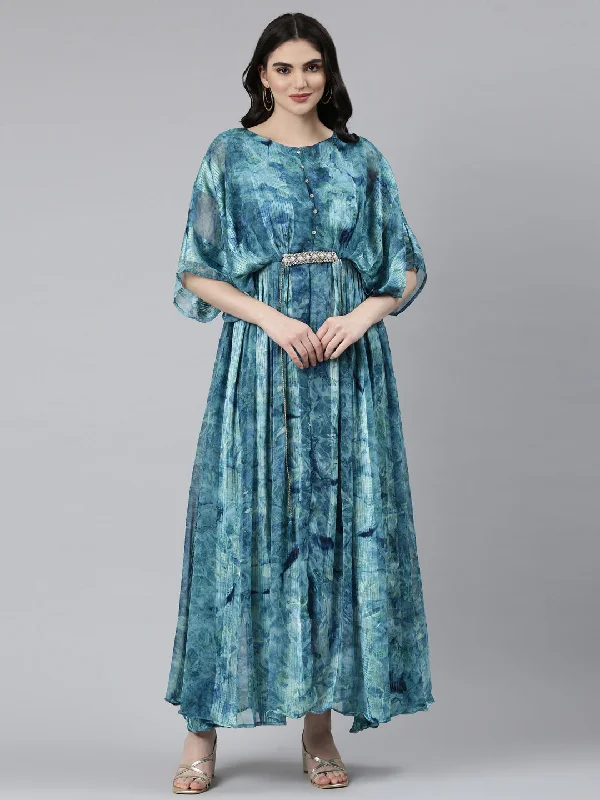 Versatile Items Neeru's Sea Green Straight Casual Solid Dress