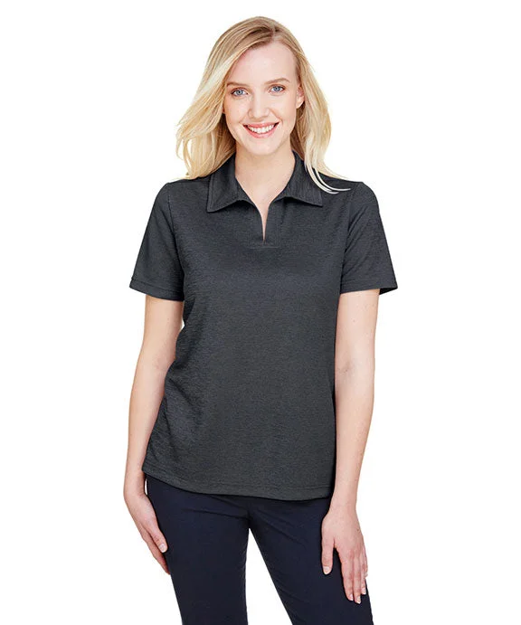 Slightly Flared Design DG22W - Devon & Jones CrownLux Performance® Ladies Address Melange Polo Shirt | Black Heather Slightly Flared Design DG22W - Devon & Jones CrownLux Performance® Ladies Address Melange Polo Shirt | Black Heather