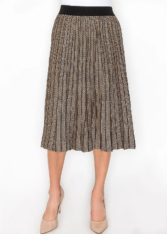 Classic Series Gold and Black Pleated A-Line Skirt
