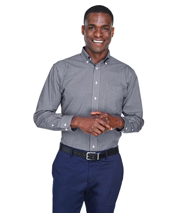 Celebrity Style D640 - Devon & Jones Mens Crown Woven Collection™ Gingham Check Shirt | Navy Celebrity Style D640 - Devon & Jones Mens Crown Woven Collection™ Gingham Check Shirt | Navy