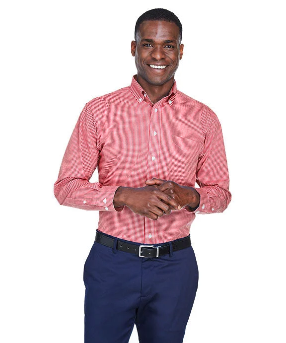 Classic Retro D640 - Devon & Jones Mens Crown Woven Collection™ Gingham Check Shirt | Red Classic Retro D640 - Devon & Jones Mens Crown Woven Collection™ Gingham Check Shirt | Red