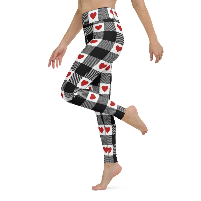 Trendy Comfort Heartfelt Plaid Yoga Leggings