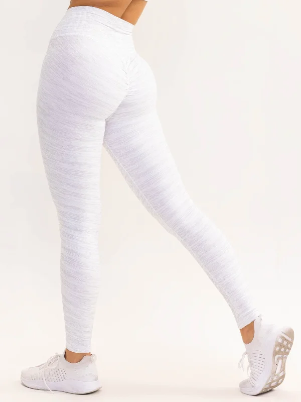 Integrated Design Activate Cross Over Scrunch Leggings - Snow Grey Marl
