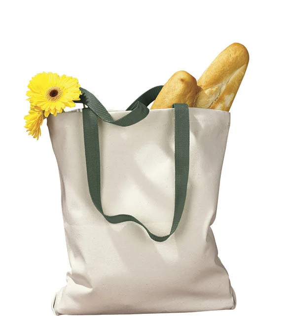 Daily Comfort BE010 - BAGedge 12 oz. Canvas Tote Bag with Contrasting Handles | Natural/Forest Daily Comfort BE010 - BAGedge 12 oz. Canvas Tote Bag with Contrasting Handles | Natural/Forest