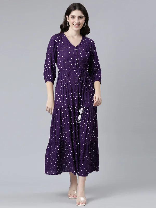 Diamond Series Neeru's Purple Straight Casual Printed Gown