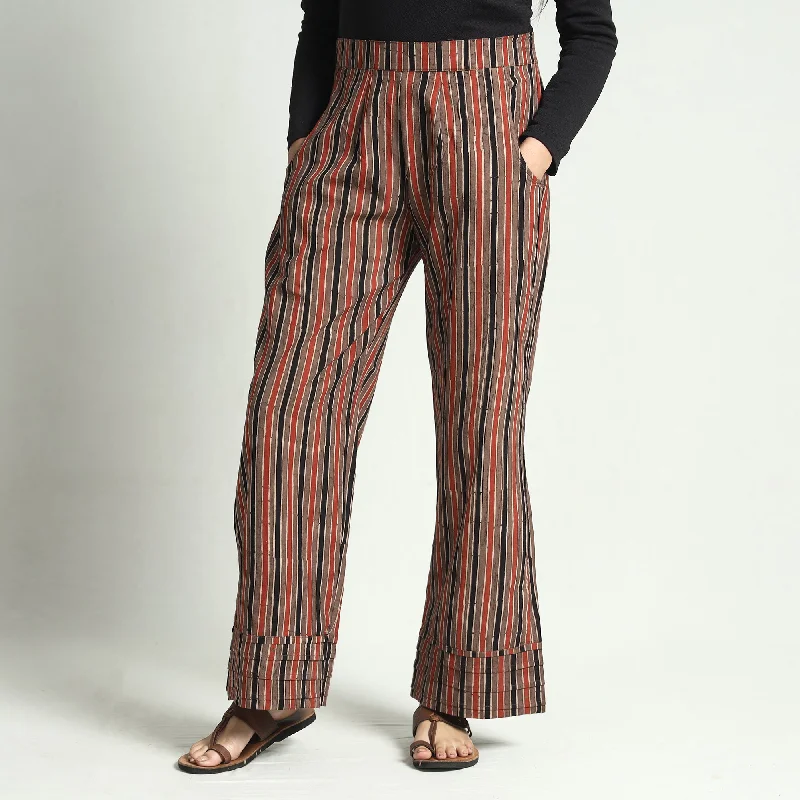 Relaxed Chic Maroon - Brown - Ajrakh Block Printed Cotton Elasticated Palazzo