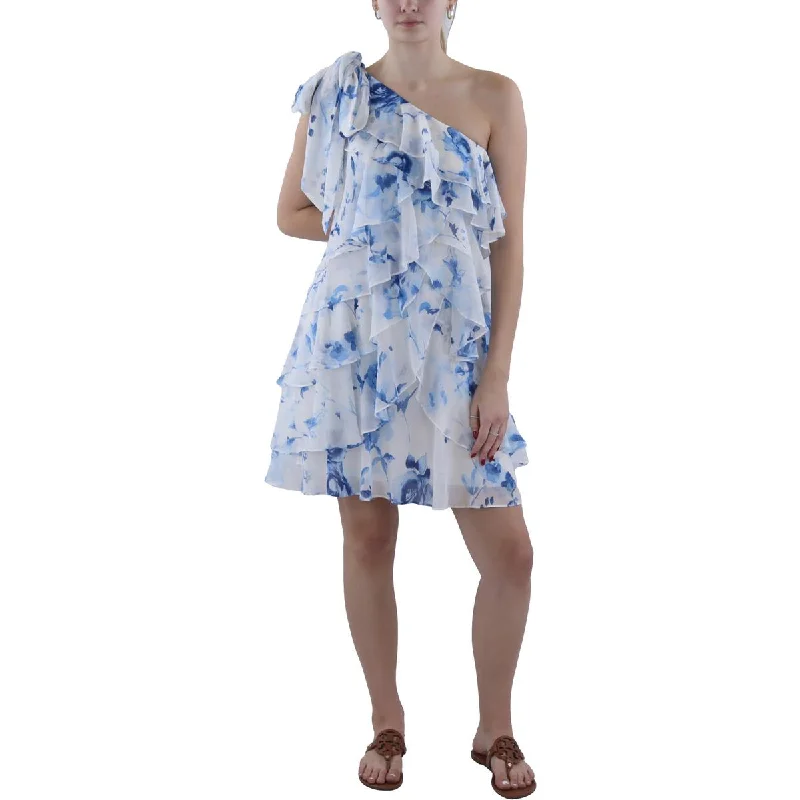 Urban Sense Lauren Ralph Lauren Womens Ruffled Recycled  Cocktail And Party Dress