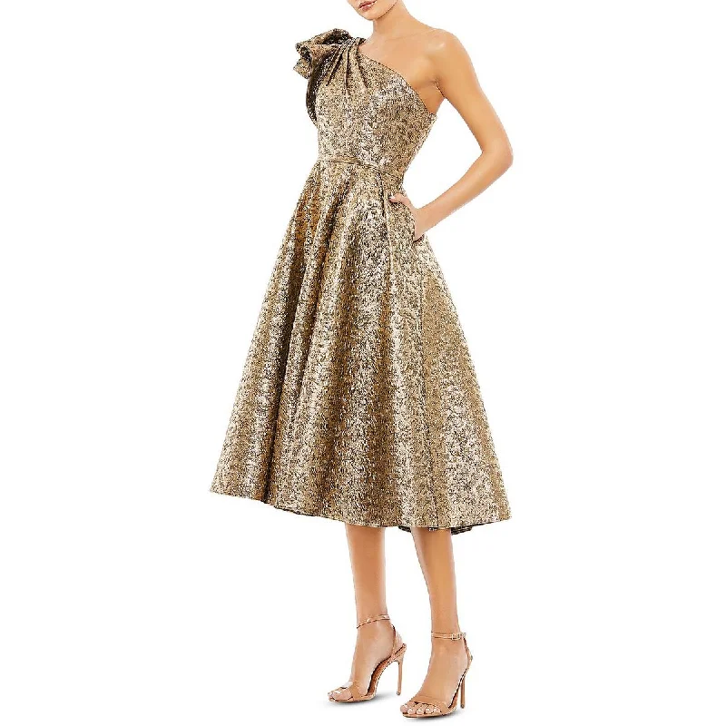 Relaxed Fashion Mac Duggal Womens Metallic One Shoulder Cocktail and Party Dress