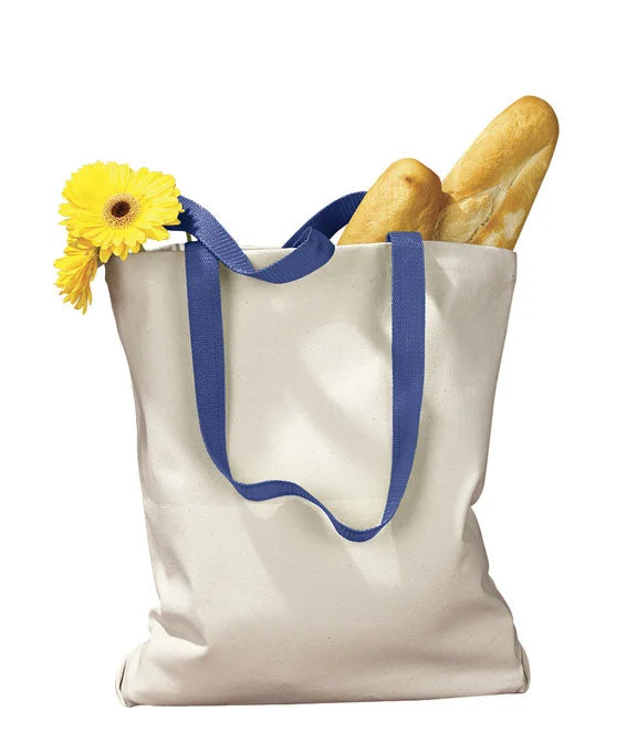 Casual Chic BE010 - BAGedge 12 oz. Canvas Tote Bag with Contrasting Handles | Natural/Royal