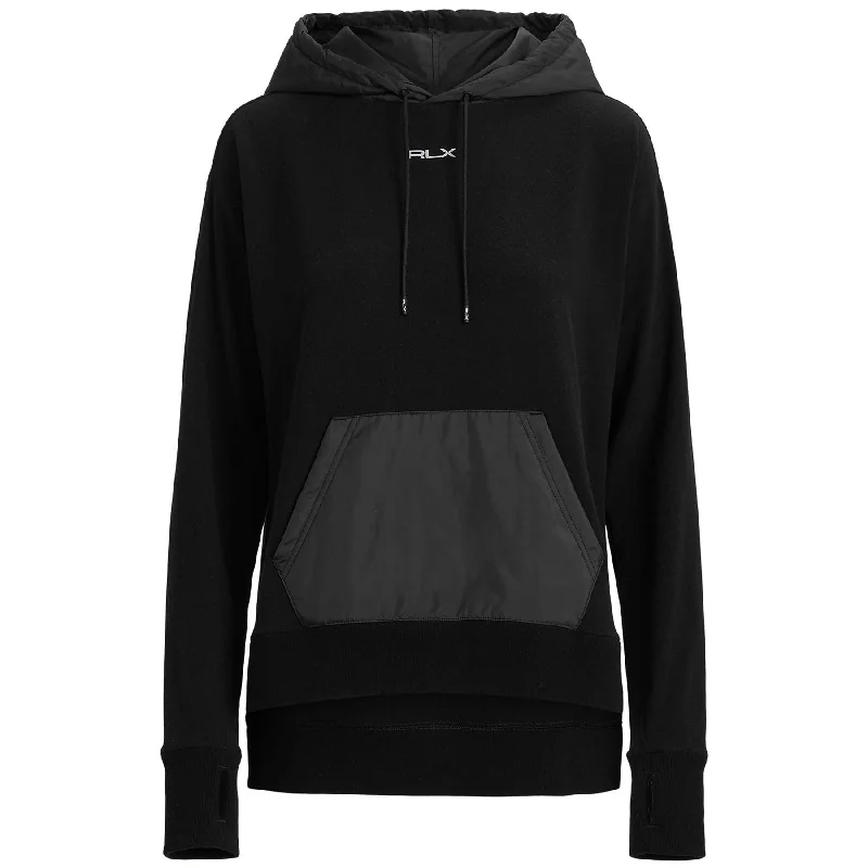 Luxury Customization Womens Logo Hybrid Jersey Hoodie Polo Black - SS24