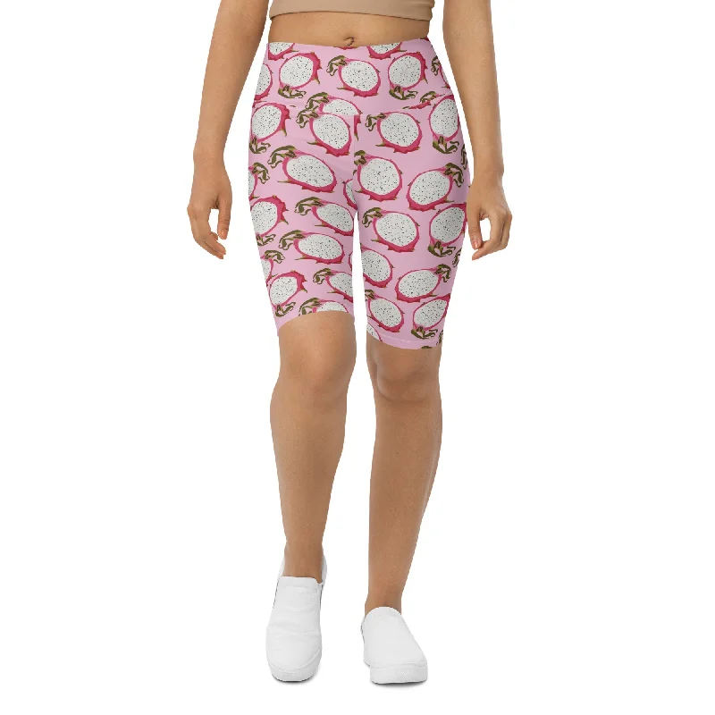 Urban Style Dragon Fruit Pattern Biker Shorts