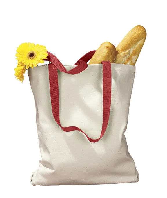 Relaxed Style BE010 - BAGedge 12 oz. Canvas Tote Bag with Contrasting Handles | Natural/Red Relaxed Style BE010 - BAGedge 12 oz. Canvas Tote Bag with Contrasting Handles | Natural/Red