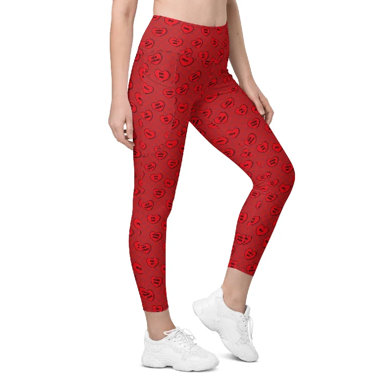 Elegant Design Sassy Hearts Leggings With Pockets