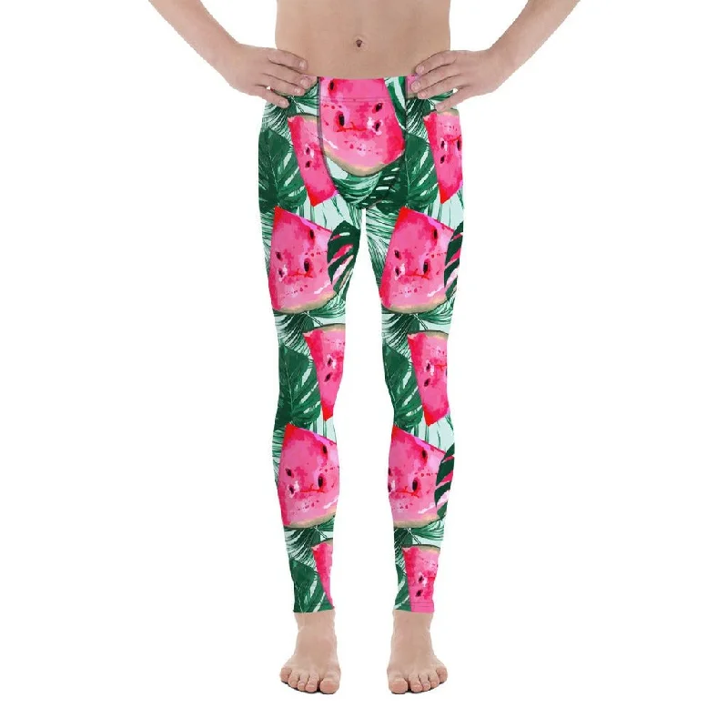 Luxury Fashion Palm Leaves & Watermelon Men's Leggings