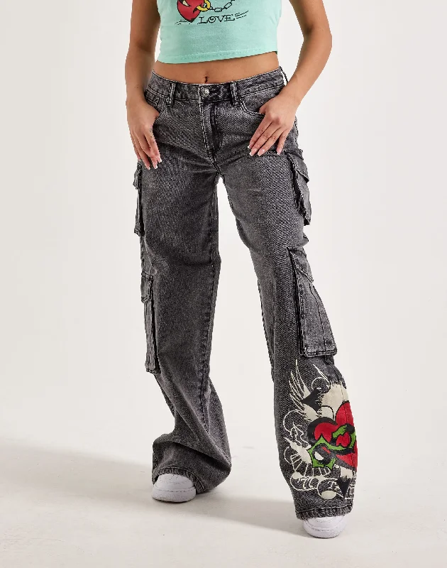Fashionable And Versatile Ed Hardy Sacred Heart Cargo Jeans