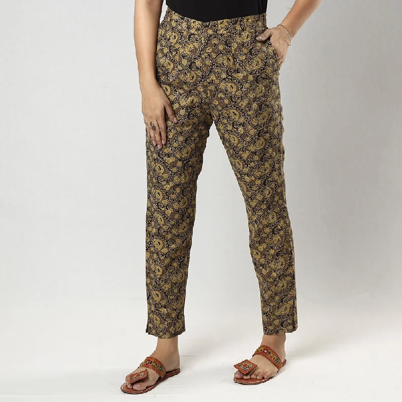 Classic style Brown Ajrakh Block Printing Cotton Tapered Casual Pant for Women