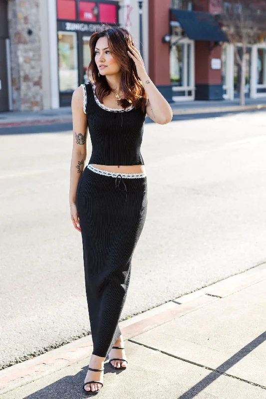 Leisure Travel The Lexi Black Lace Long Maxi Skirt
