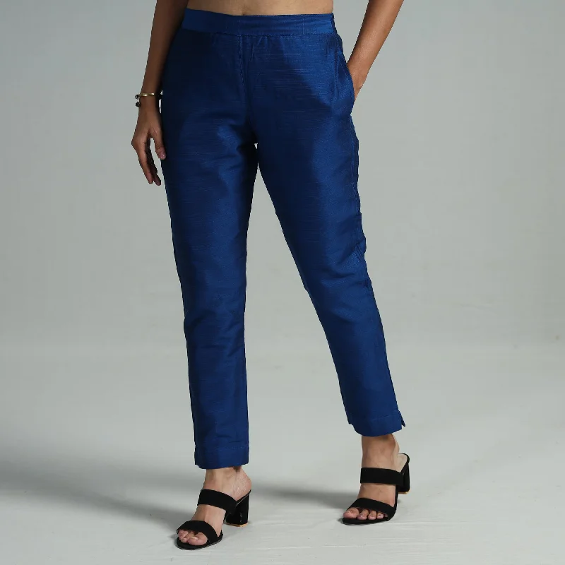 Simple Comfort Blue - Silk Tapered Casual Pant for Women 06