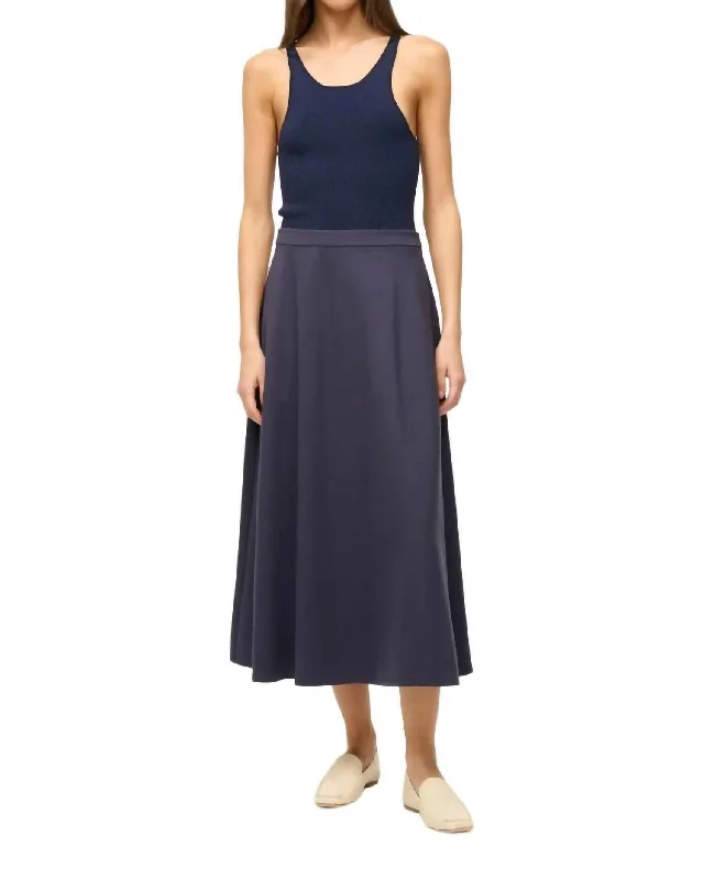 Versatile Items Lighthouse Midi Skirt In Navy