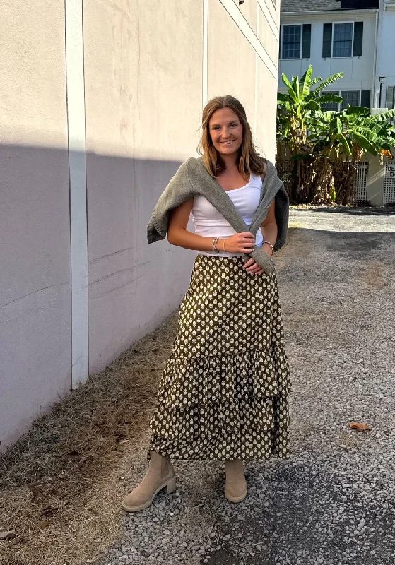 Classic Lola Midi Skirt Green Bark