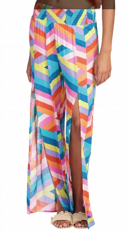 Urban Chic Women's Pant With Front Slit In Multi